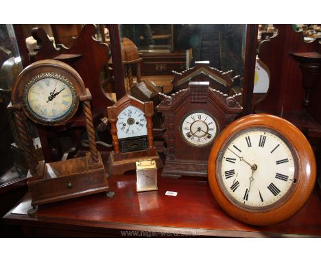A box of assorted Mantle Clocks and a small Carriage Clock