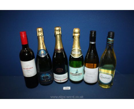 A bottle of Jacquart Reims Champagne 750 ml, a bottle of Ruffin & Fils Champagne 750 ml, bottle of Babycham sparkling perry 7