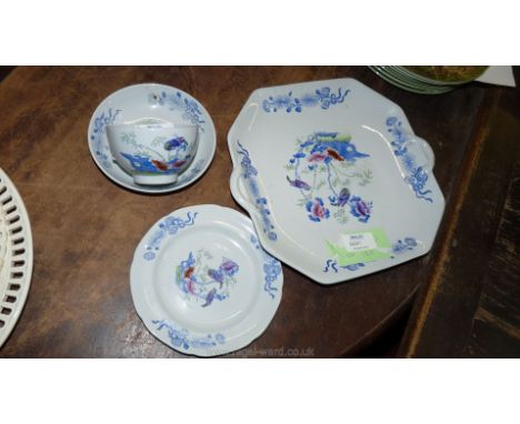 A Copeland Spode Trio and Sandwich Plate c1830