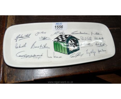 A small Tray made especially for The Dog House Club by Stavangerflint of Dorway featuring the signatures of racing drivers Gr