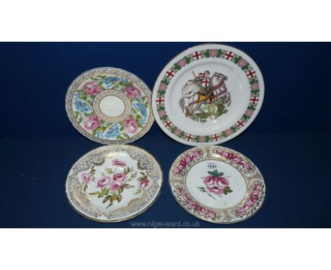 A Spode 'The England Plate' of St.  George slaying the dragon and three Coalport limited edition from 'A Celebration of Coalp