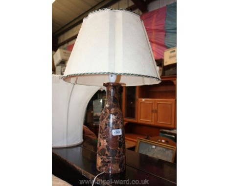 A granite based Table Lamp with shade, 29" tall