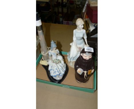 A quantity of china including Doulton 'Rose Arbour' figure, lady figure lamp, Wade Whimsies, Coalport miniatures and Goebel M