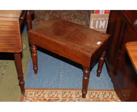 A Victorian mahogany Bidet Stool with shaped ceramic bowl on turned legs