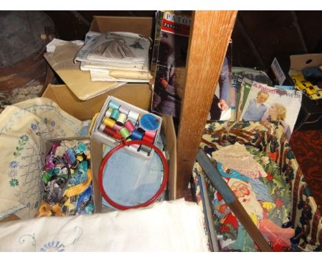 A vintage collection to include paperwork Christmas decorations and crackers, oriental style paper fans with painted decorati