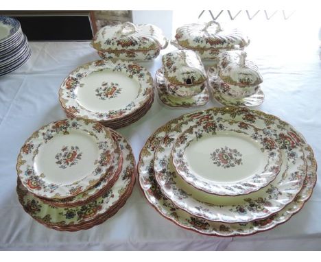 A collection of late 19th century Bishop & Stonier Oriental Ivory Albemarle pattern dinner wares comprising three oval gradua