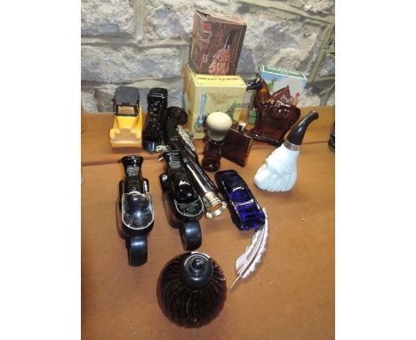 A selection of vintage novelty Avon scent bottles, all with original contents to include four boxed examples, the Bloodhound 