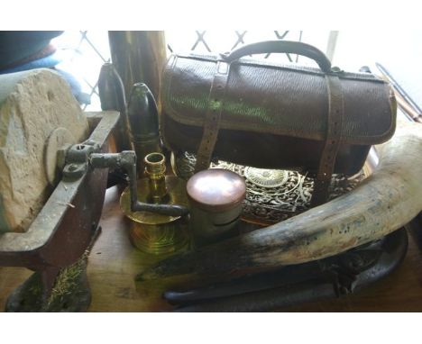 A miscellaneous collection to include a pair of good quality worked bowling balls, each marked Thomas Taylor, Glasgow with in