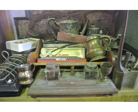 A substantial miscellaneous collection to include a vintage fitted Sirram travelling picnic case, a pair of coaching lanterns