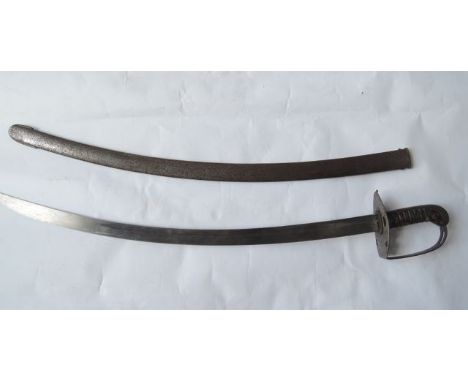 A 19th century sabre, with steel mount and wooden grip, with steel scabbard