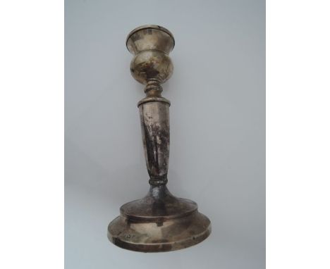 A George V silver candlestick, Birmingham, 1923, loaded, 17cm high