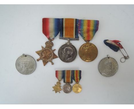 1914-15 Star, War and Victory medal named to Art Eng R B James Royal Navy, with miniatures and two medallions, Edward VIII an