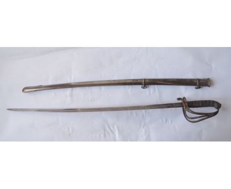 A Royal Artillery Officers sword, circa 1850, the blade engraved "Artillery Volunteers", with steel scabbard