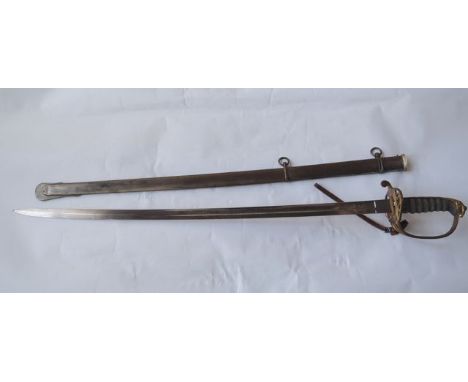 An 1822 pattern Infantry Officer's sword, with shark's skin grip and steel scabbard, Wilkinson blade, J.B. Johnstone & Co., S