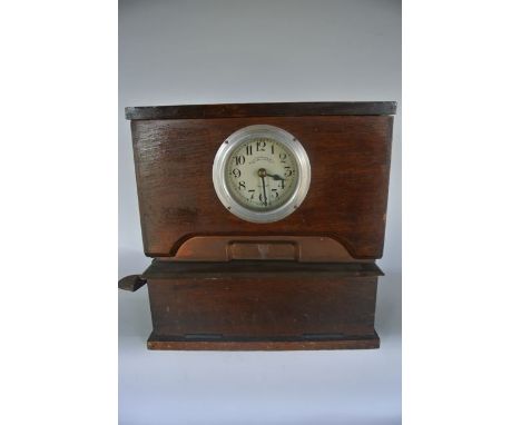 A Blick time recorder, the counter top machine in a timber case