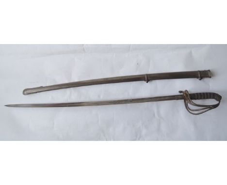 A Royal Artillery Officers sword, circa 1850, the blade engraved "Volunteer Artillery", with steel scabbard