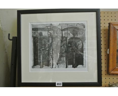 A signed limited edition wood block type print by George Tute RE, RWA, signed and inscribed Militant Forms, edition 3/75, fur