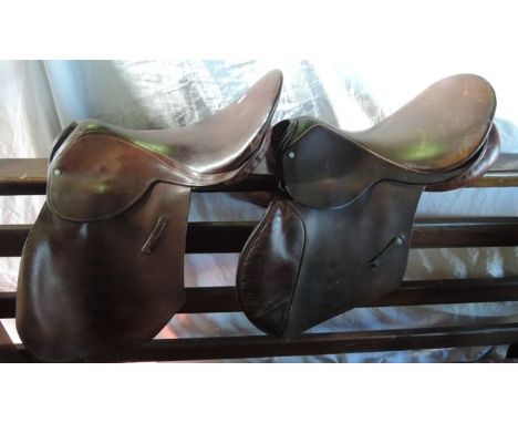 Two good quality vintage tan leather riding saddles