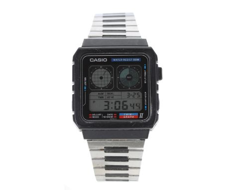 Casio Twin-Graph II digital LCD gentleman's wristwatch, reference no. 809, 32mm-Movement - currently functioning.Dial - good.