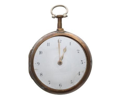 Gilt verge pair cased pocket watch, the fusee movement signed Paul Hobler, London, no. 2529, with pierced engraved balance co