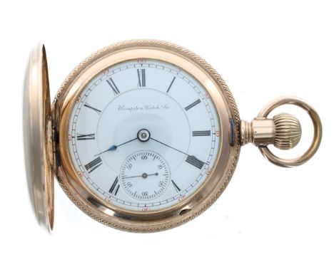 Hampden Watch Company gold filled hunter pocket watch, circa 1907, lever-set signed Pat. Pinion movement, no. 23793xxx, two-p