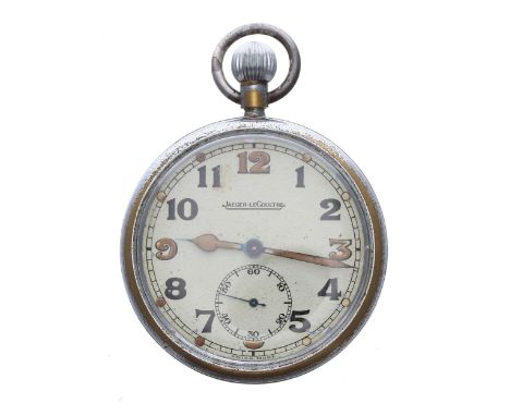 Jaeger-LeCoultre WWII British Military Army issue nickel cased lever pocket watch, signed cal. 467/1 gilt frosted movement, s