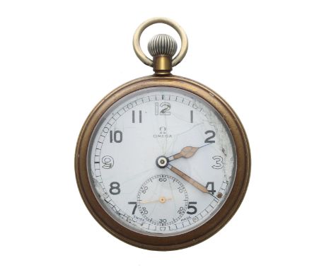 Omega WWII British Military Army issue nickel plated cased lever pocket watch, circa 1939, signed cal. 38, 5L.T1 15 jewel mov