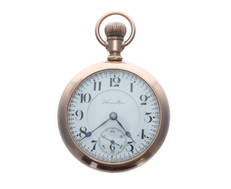 Hamilton Watch Company gold filled lever pocket watch, circa 1907, 18 size Railroad grade 940 lever set 21 jewel double rolle