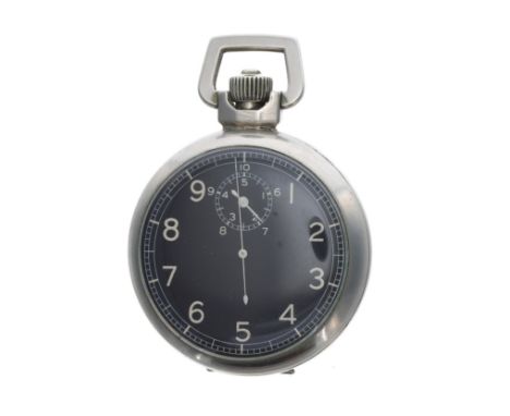 Elgin National Watch Company WWII Type A8 nickel pocket timer, circa 1941, signed 15 jewel movement, no. 40965xxx, black dial