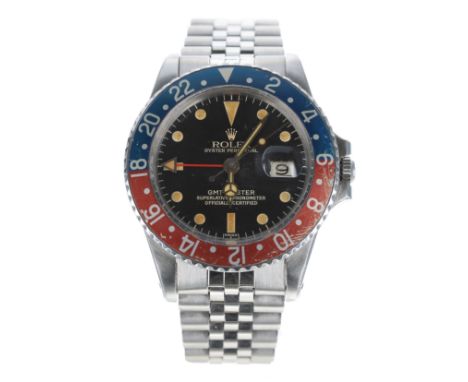 Rolex Oyster Perpetual GMT-Master stainless steel gentleman's wristwatch,  reference no. 1675, serial no. 2xxxxxx, circa 1968