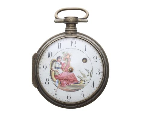 Large nickel cased fusee lever pocket watch, the three quarter plate movement signed Marcuson Bros, London, no. 116113, with 