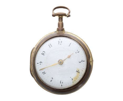 Irish 18th century gilt metal verge pair cased pocket watch, the fusee movement signed Glascow & Son, Dublin, no. 2963, with 