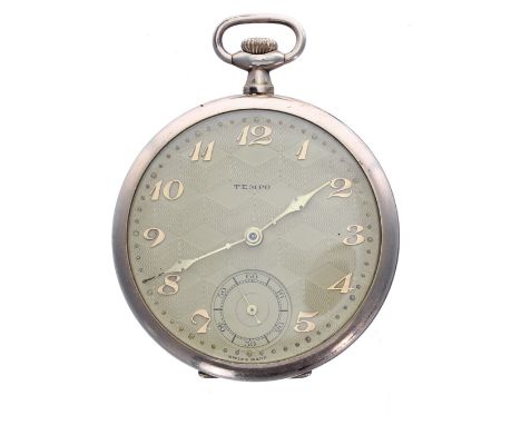 Tempo Swiss rolled gold lever dress pocket watch, signed gilded dial with applied Arabic numerals and subsidiary seconds dial