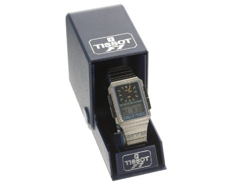 Tissot F1 digital analogue gentleman's wristwatch, Tissot F1 stainless steel bracelet with adjustable clasp, 35mm-** Tissot b