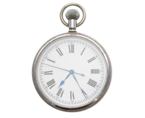 Centre seconds lever stainless steel pocket watch, gilt movement with compensated balance and regulator, the dial with Roman 