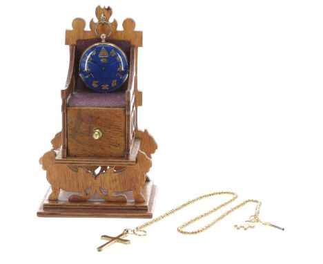 14ct lever pocket watch of Masonic interest, blue engine turned dial with Masonic symbols&nbsp;and subsidiary seconds dial, t