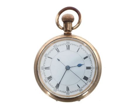 Centre seconds gold plated lever pocket watch, three quarter plated gilt frosted movement with compensated balance and regula