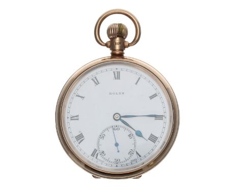 Rolex 9ct lever pocket watch, Birmingham 1925, signed movement with compensated balance and regulator, signed dial with Roman