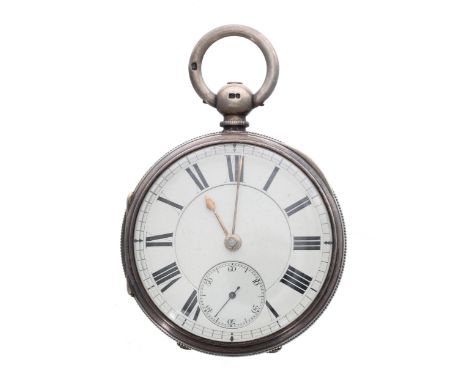 Victorian silver fusee lever pocket watch, London 1877, unsigned movement, no. 43311, with engraved balance cock, compensated