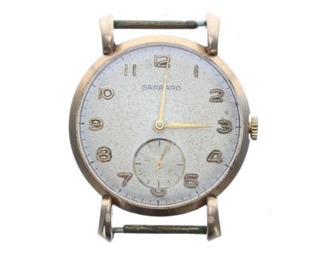 Garrard 9ct gentleman's wristwatch, London 1961, silvered dial with Arabic numerals, minute markers and subsidiary seconds, s