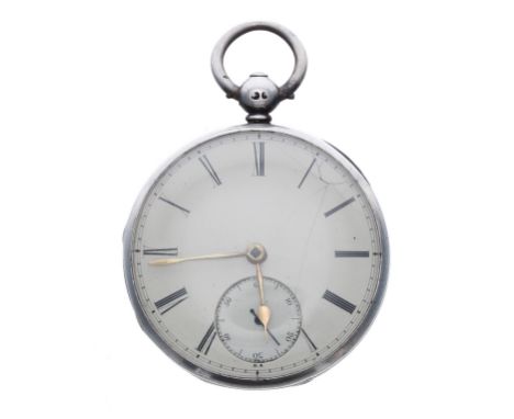 Victorian silver fusee lever pocket watch, London 1848, unsigned movement, no. 6169, with dust cover, Roman numeral dial with