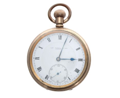 Thos. Russell & Son gold plated lever pocket watch, signed 10 jewel movement, no. 415869, signed dial, within a plain Star ca