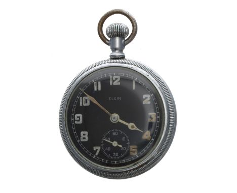Elgin WWII British Military nickel cased lever pocket watch, circa 1941, cal.291 signed seven jewel movement, no. 40473790, s