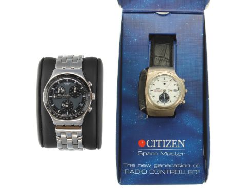 Swatch Irony chronograph stainless steel gentleman's wristwatch, Swatch bracelet, quartz, 40mm; together with a Citizen Space