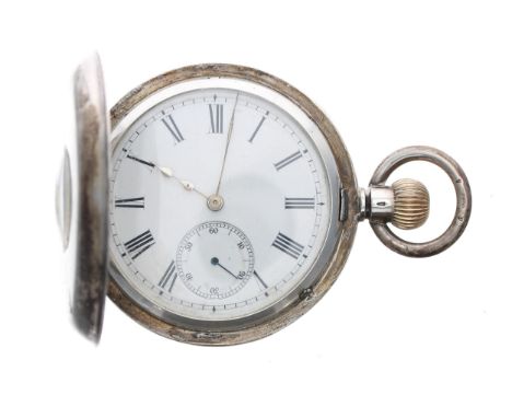 Silver (0.935) lever set half hunter pocket watch, three quarter plate movement with compensated balance and regulator, no. 2