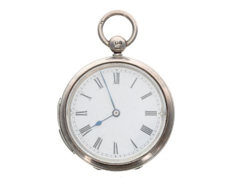 Silver cylinder repeating pocket watch, Birmingham 1924, gilt frosted movement signed J.F. Jacot AU Locle with gilt balance, 