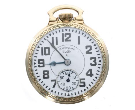 Elgin National Watch Company 'B.W. Raymond' 10k rolled gold pocket watch, Railroad grade lever-set signed model 571 21 jewel 