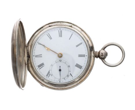 Victorian silver fusee lever engine turned hunter pocket watch, London 1864, the movement signed Joseph J Caney, 44 Cheapside