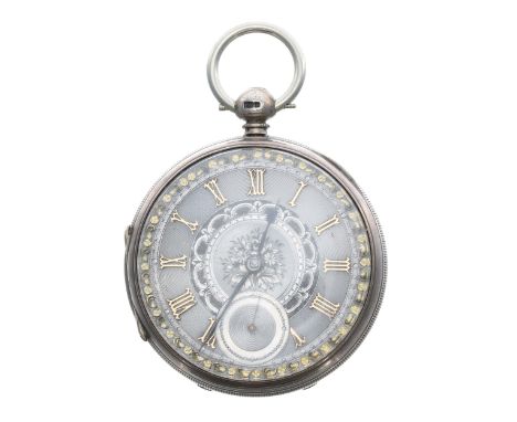 Victorian silver fusee lever pocket watch, Chester 1872, unsigned movement, no. 8129, with engraved balance cock, steel three