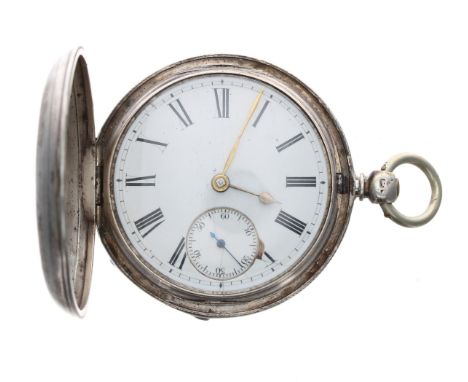 Victorian silver fusee lever hunter pocket watch, London 1873, unsigned movement, no. 13279, with engraved balance cock, gilt